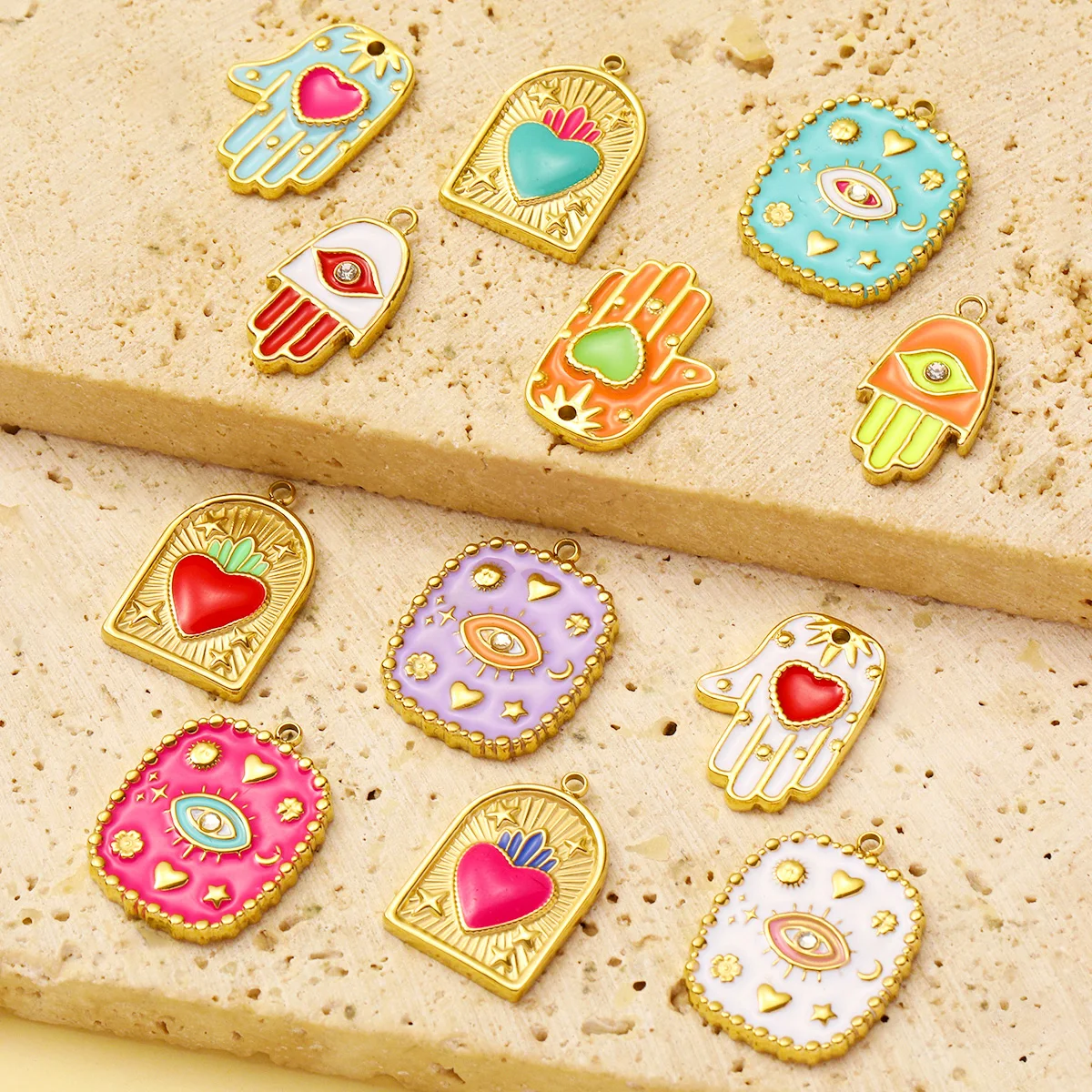 Stainless Steel Enamel Charm Pendants SetStainless Steel Enamel - Image 1