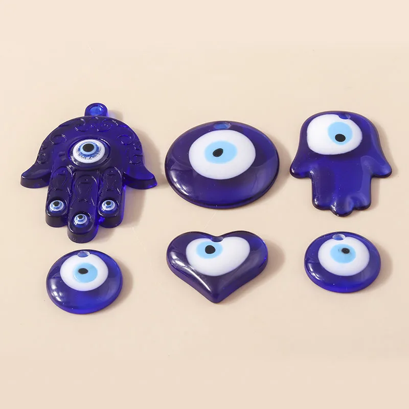 5pcs Bohemian Evil Eye Charms with Hamsa Hand BeadsEvil Eye Charms
