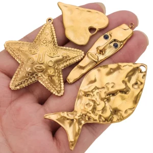 Large Stainless Steel Fish and Starfish CharmsStainless Steel Fish - Image 2