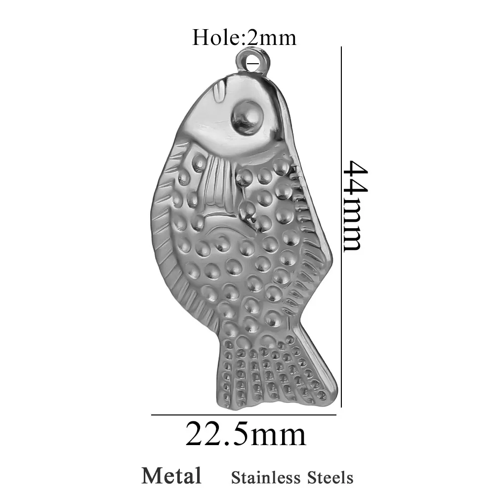 Large Stainless Steel Fish and Starfish CharmsStainless Steel Fish