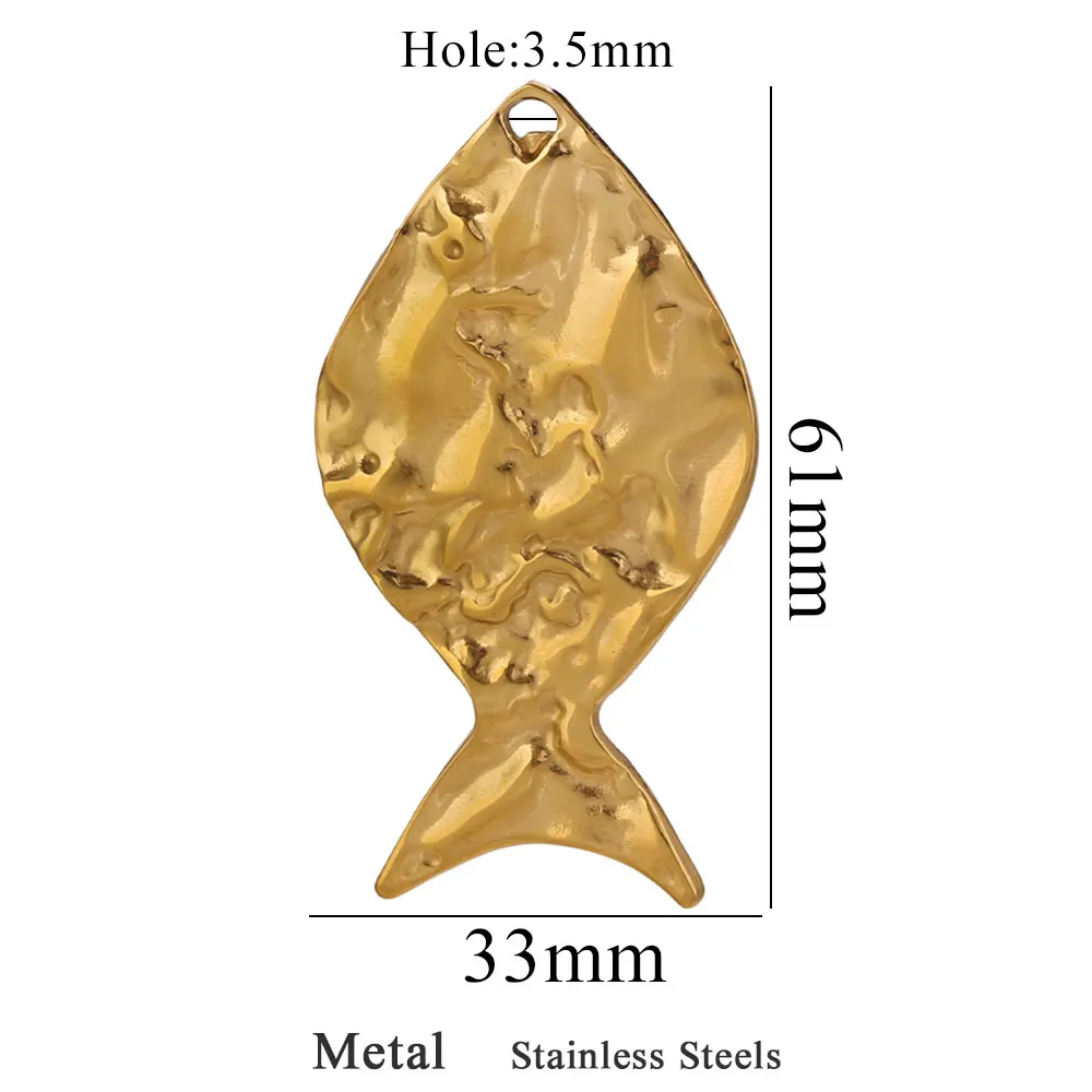 Large Stainless Steel Fish and Starfish CharmsStainless Steel Fish