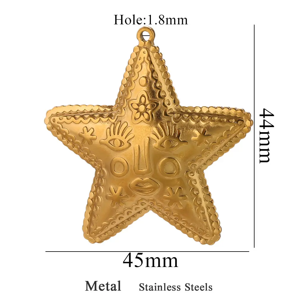 Large Stainless Steel Fish and Starfish CharmsStainless Steel Fish