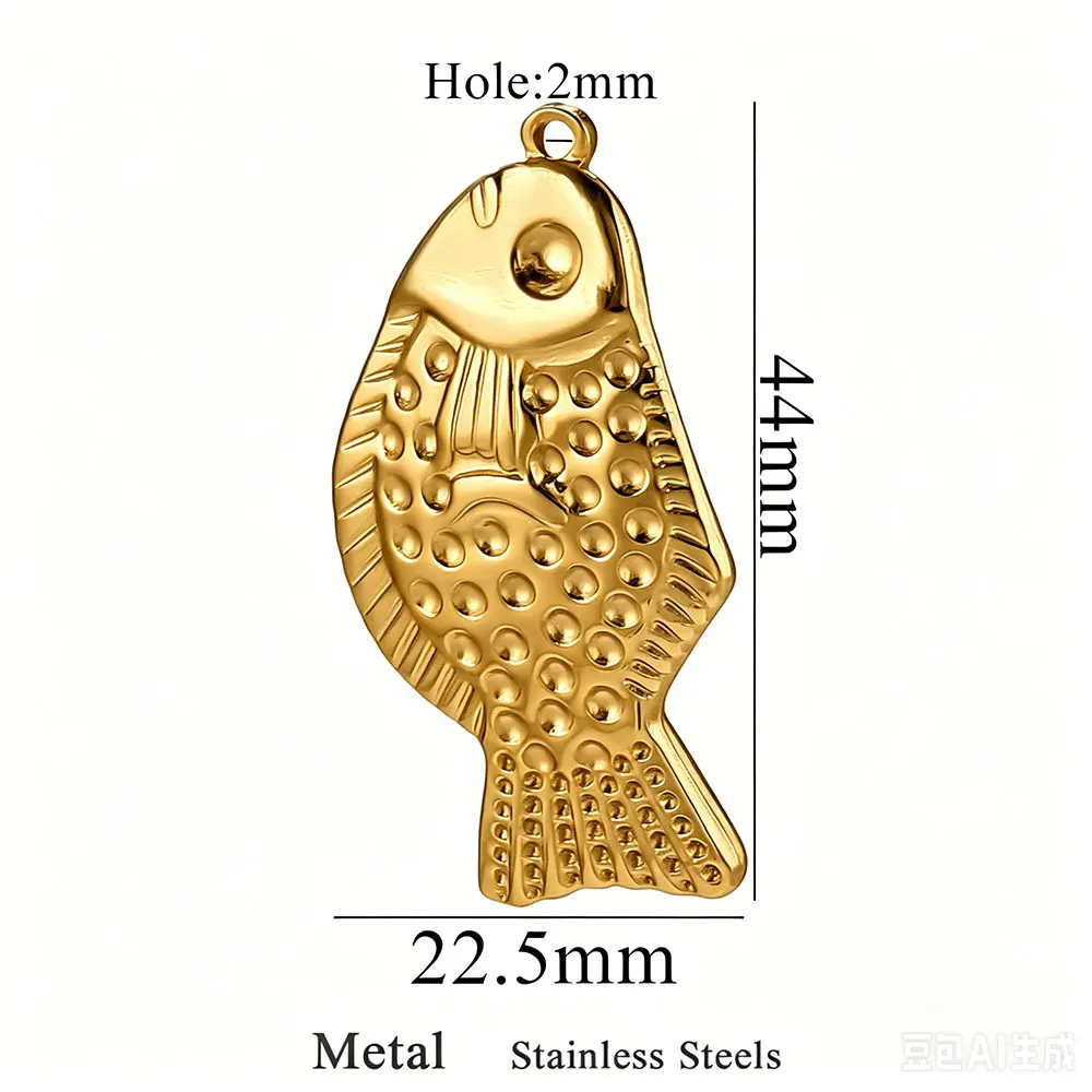 Large Stainless Steel Fish and Starfish CharmsStainless Steel Fish
