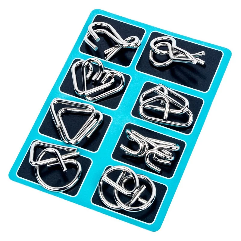 🧩 8-Piece Montessori-Inspired Metal Puzzle Set – Logic, Focus & Hands-On Discovery