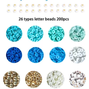 Blue Clay Bead Bracelet Kit with Heishi and SpacersBlue Clay Bead - Image 2