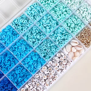 Blue Clay Bead Bracelet Kit with Heishi and SpacersBlue Clay Bead - Image 4