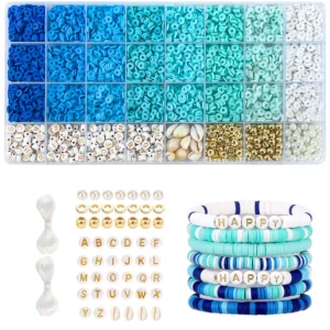 Blue Clay Bead Bracelet Kit with Heishi and SpacersBlue Clay Bead - Image 1