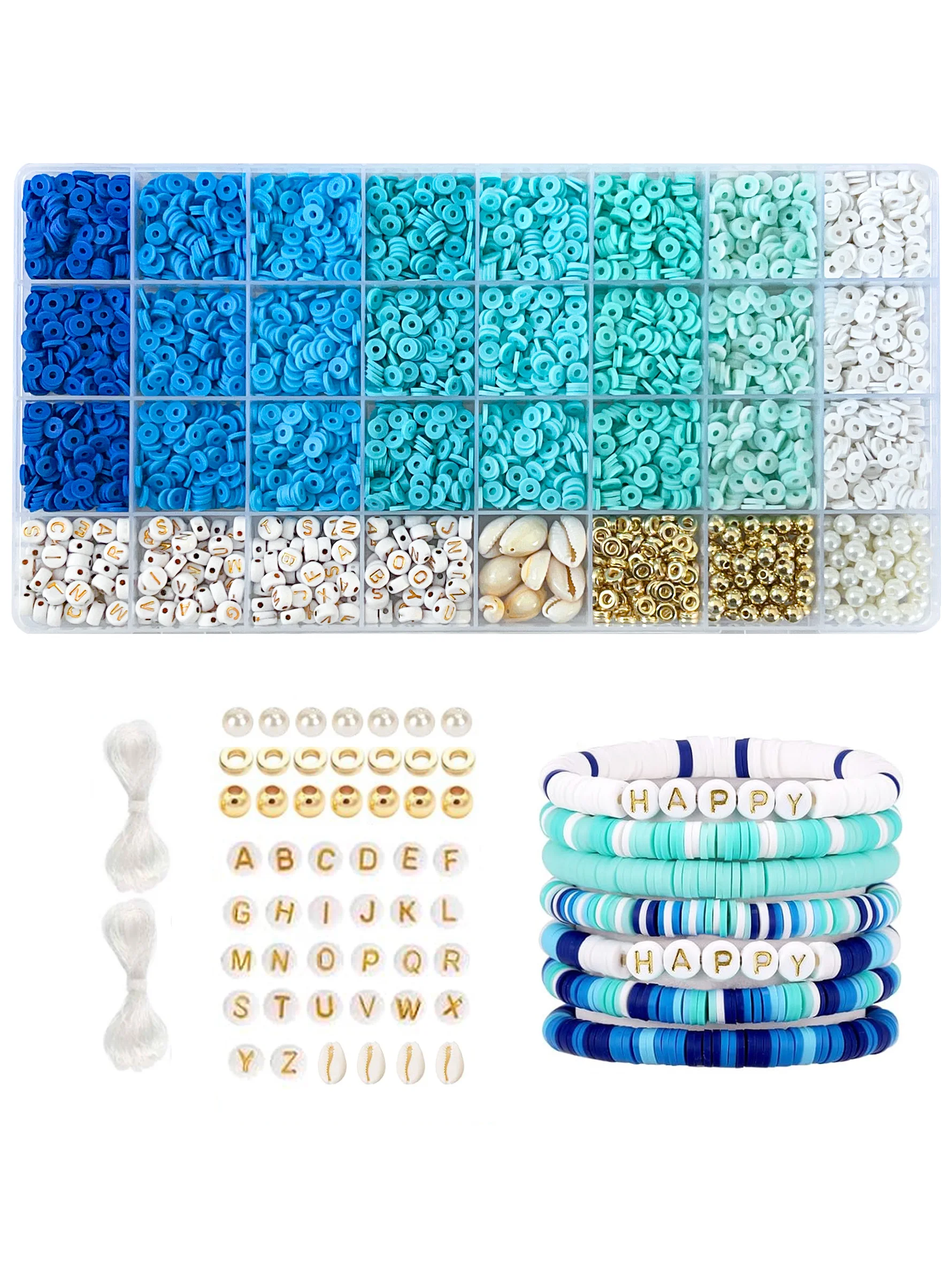 Blue Clay Bead Bracelet Kit with Heishi and SpacersBlue Clay Bead - Image 1