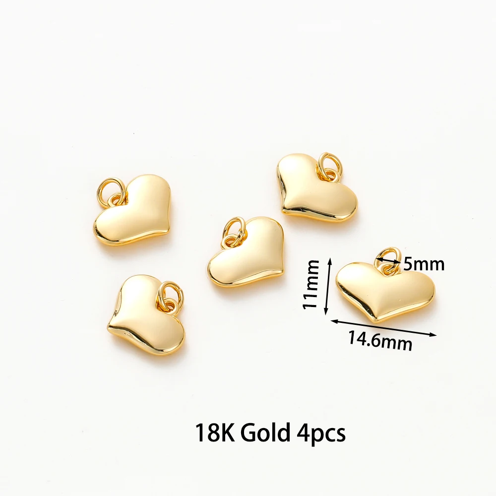 Gold Plated Heart Charms for Jewelry MakingGold Plated Heart