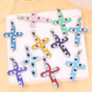 Juya 18K Gold Silver Plated Enamel Cross Charms18K Gold Enamel - Image 2