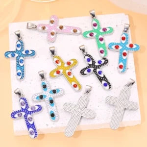 Juya 18K Gold Silver Plated Enamel Cross Charms18K Gold Enamel - Image 3