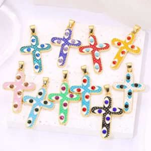 Juya 18K Gold Silver Plated Enamel Cross Charms18K Gold Enamel - Image 4