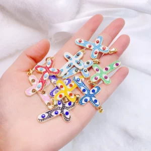 Juya 18K Gold Silver Plated Enamel Cross Charms18K Gold Enamel - Image 6