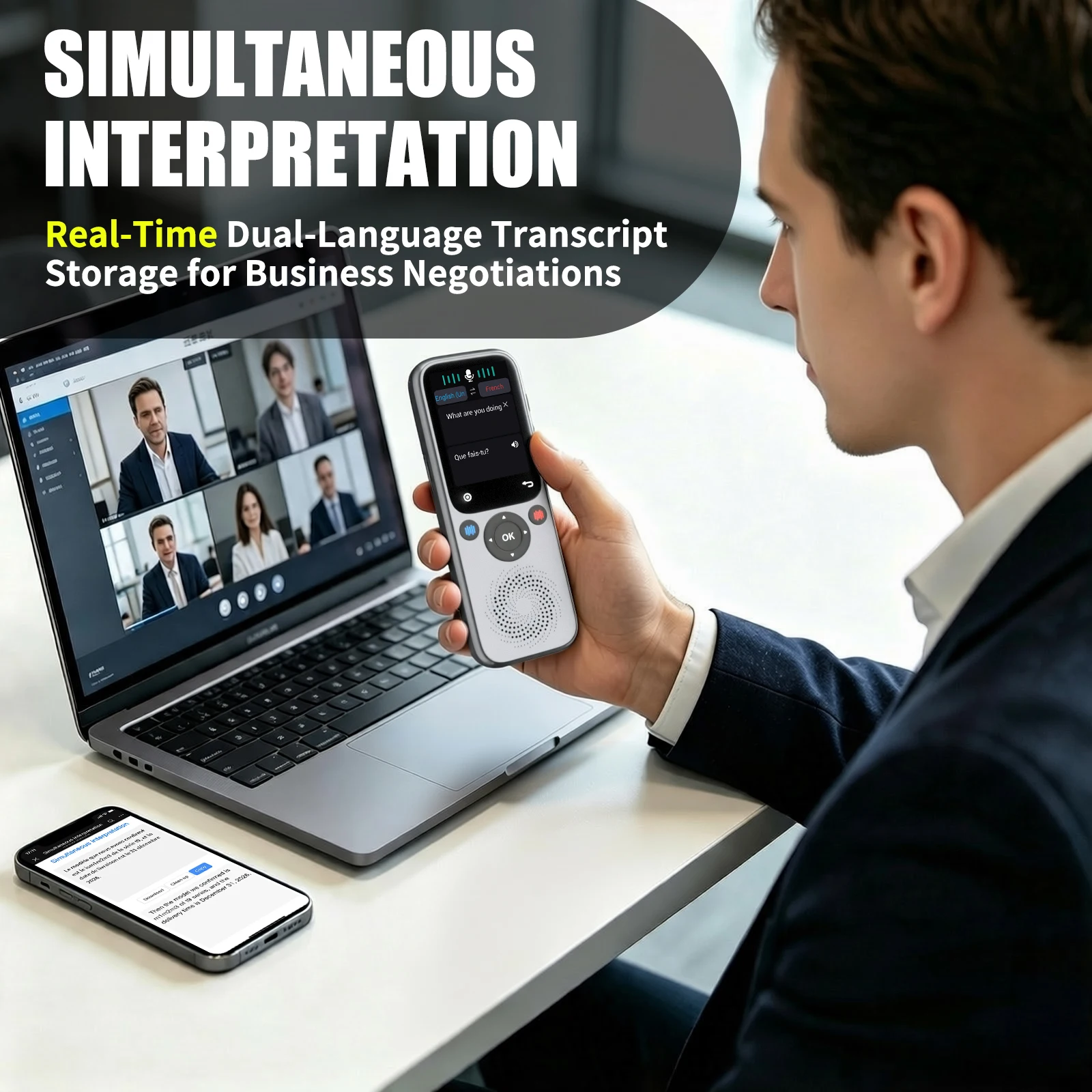 AI Language Translator Device 138 Languages, Real-Time Translation, Photo - Image 5