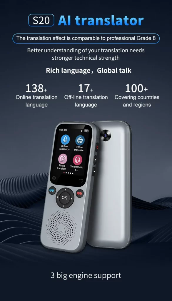 AI Language Translator Device 138 Languages, Real-Time Translation, Photo