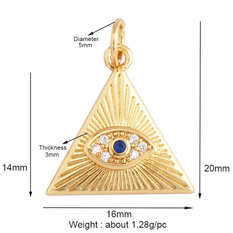 Light Luxury Evil Eye Charm Pendant GoldEvil Eye Charm Pendant, 18K