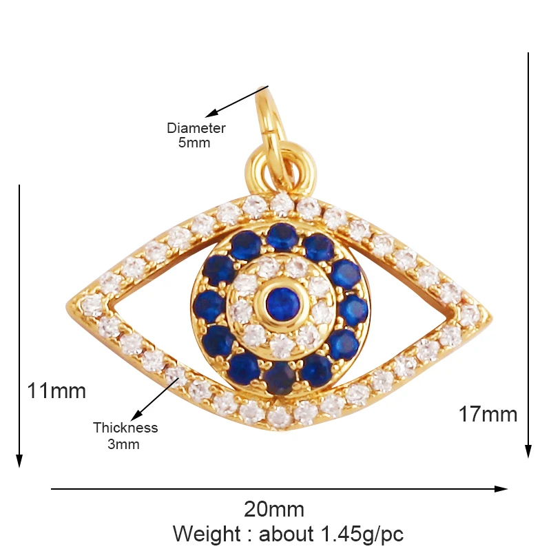 Light Luxury Evil Eye Charm Pendant GoldEvil Eye Charm Pendant, 18K