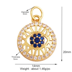 Light Luxury Evil Eye Charm Pendant GoldEvil Eye Charm Pendant, 18K - Image 30