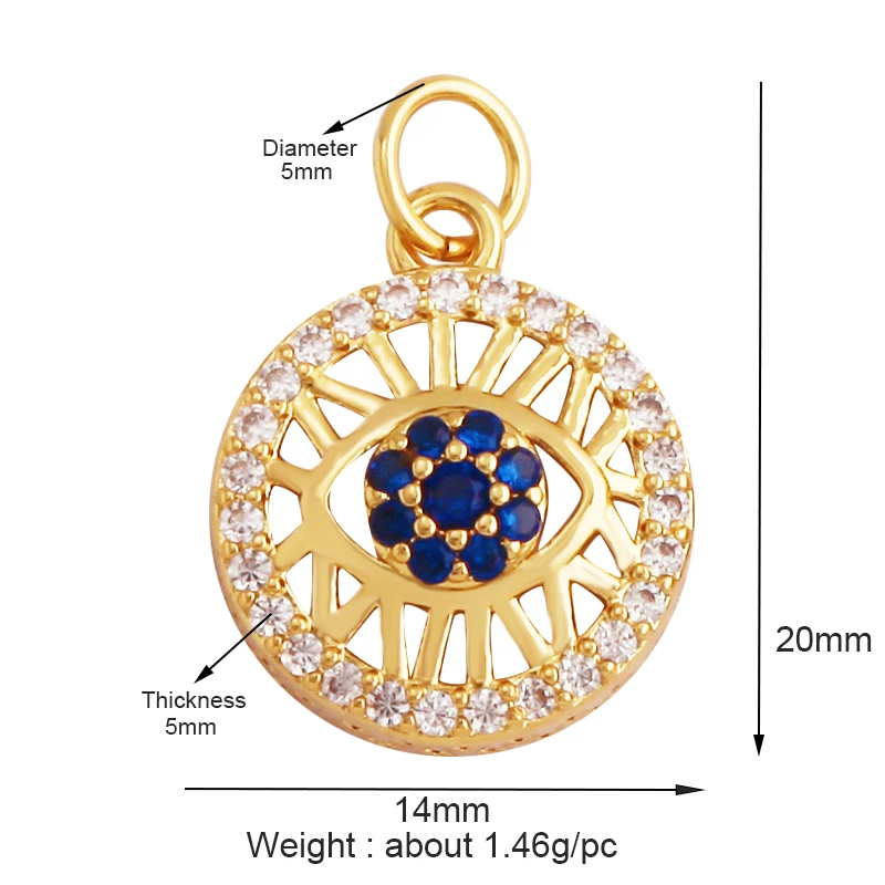 Light Luxury Evil Eye Charm Pendant GoldEvil Eye Charm Pendant, 18K