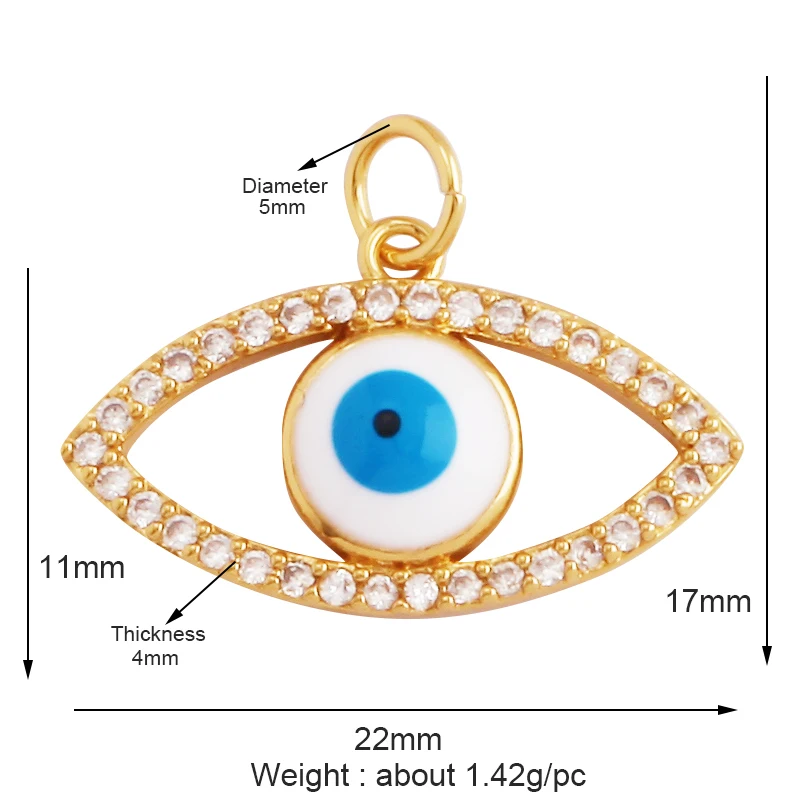 Light Luxury Evil Eye Charm Pendant GoldEvil Eye Charm Pendant, 18K