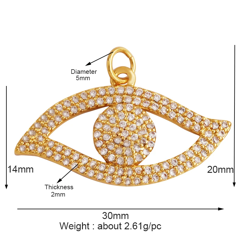 Light Luxury Evil Eye Charm Pendant GoldEvil Eye Charm Pendant, 18K