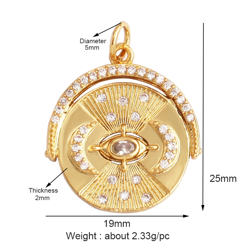 Light Luxury Evil Eye Charm Pendant GoldEvil Eye Charm Pendant, 18K