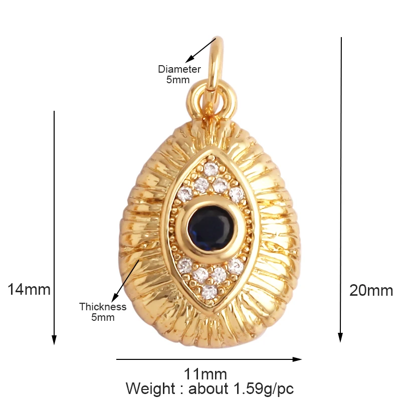 Light Luxury Evil Eye Charm Pendant GoldEvil Eye Charm Pendant, 18K