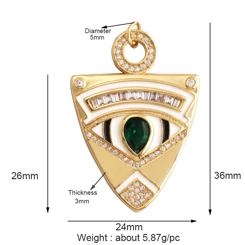 Light Luxury Evil Eye Charm Pendant GoldEvil Eye Charm Pendant, 18K