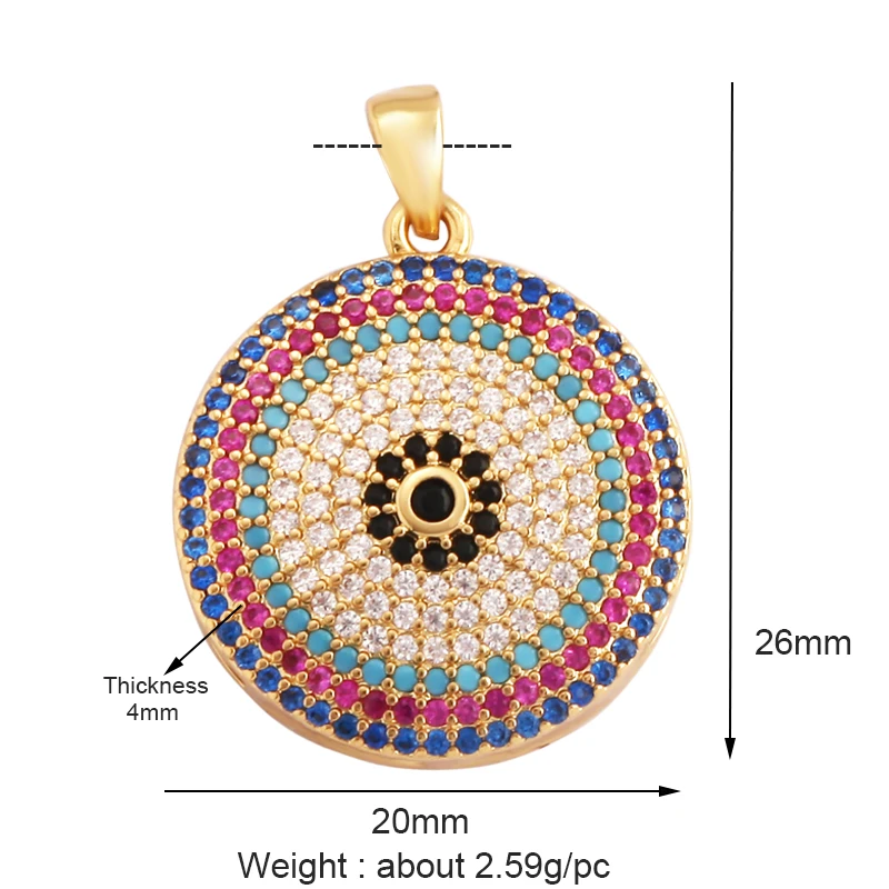 Light Luxury Evil Eye Charm Pendant GoldEvil Eye Charm Pendant, 18K