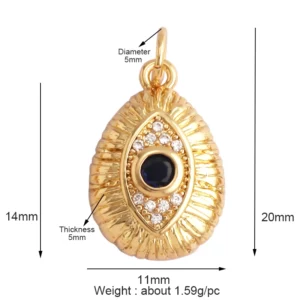Light Luxury Evil Eye Charm Pendant GoldEvil Eye Charm Pendant, 18K - Image 5