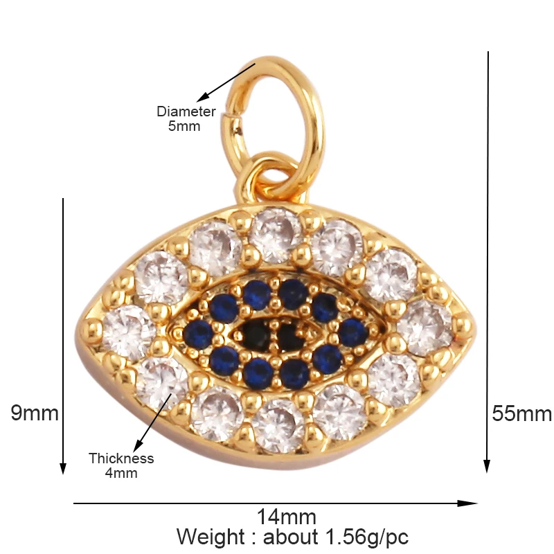Light Luxury Evil Eye Charm Pendant GoldEvil Eye Charm Pendant, 18K