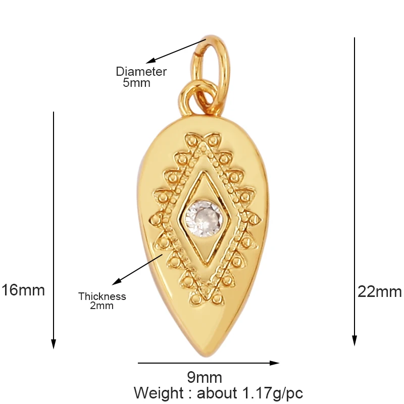 Light Luxury Evil Eye Charm Pendant GoldEvil Eye Charm Pendant, 18K