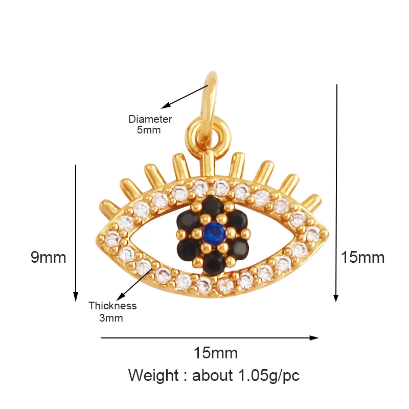Light Luxury Evil Eye Charm Pendant GoldEvil Eye Charm Pendant, 18K