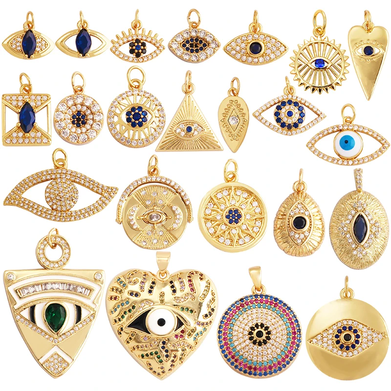 Light Luxury Evil Eye Charm Pendant GoldEvil Eye Charm Pendant, 18K