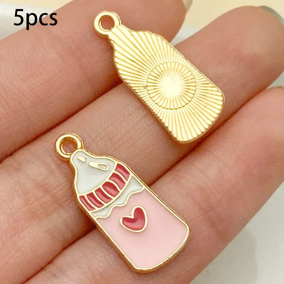 Mix 5/15pcs Alloy Drip Enamel Pink Baby Series PendantAlloy Drip