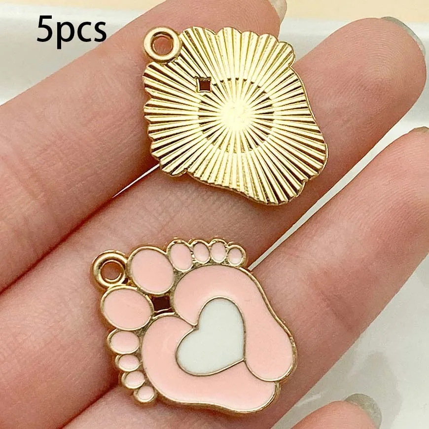 Mix 5/15pcs Alloy Drip Enamel Pink Baby Series PendantAlloy Drip