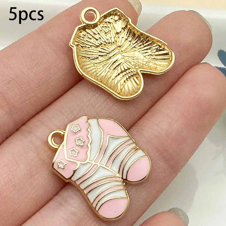 Mix 5/15pcs Alloy Drip Enamel Pink Baby Series PendantAlloy Drip