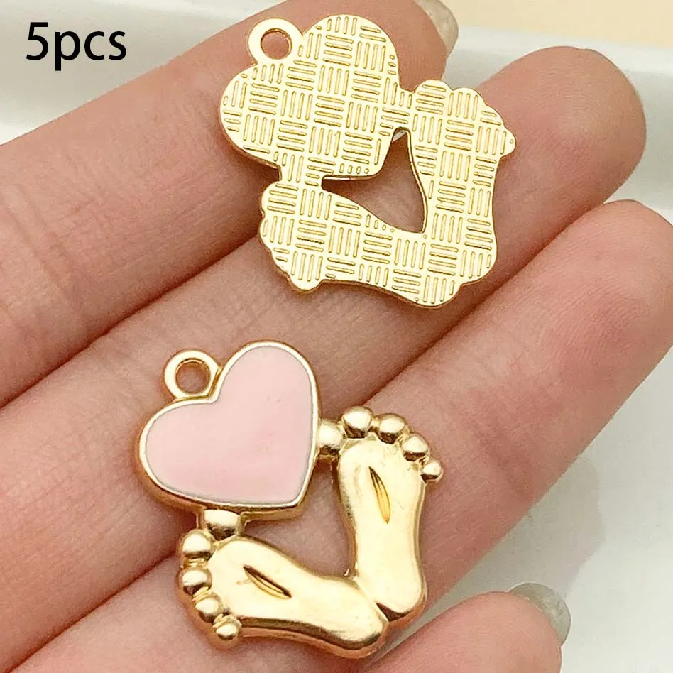 Mix 5/15pcs Alloy Drip Enamel Pink Baby Series PendantAlloy Drip