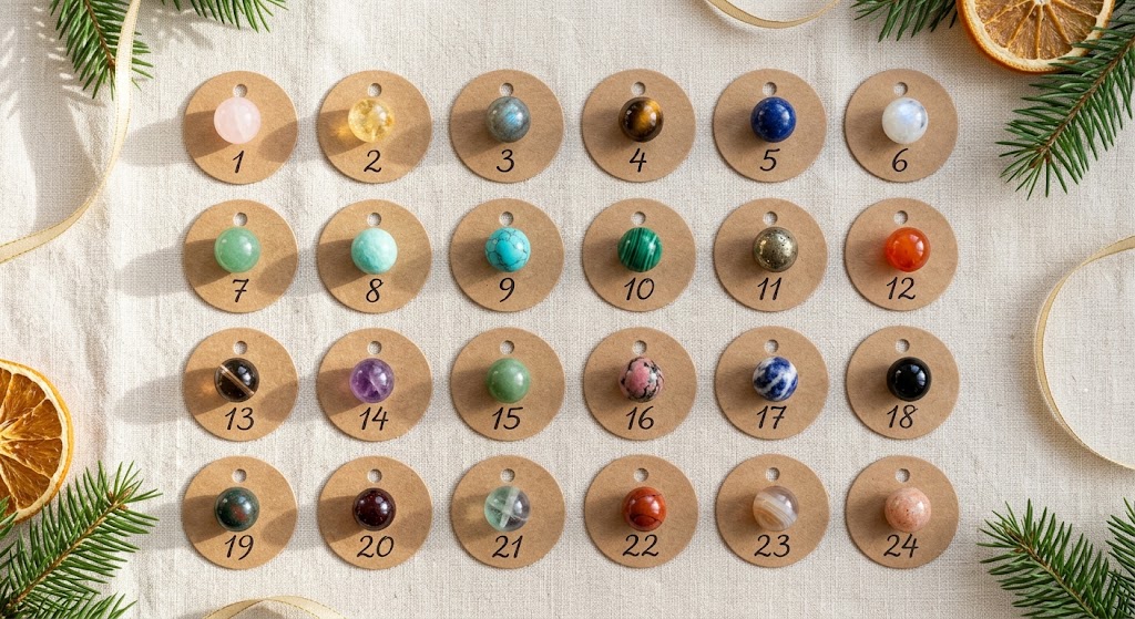 Kristalni adventni koledar: 24 kamna, ena vrata na dan do Božiča