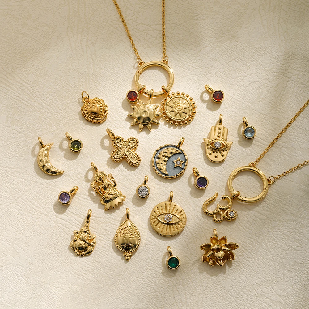 Retro Gold Plated Bracelet with Celestial CharmsRetro Gold Plated