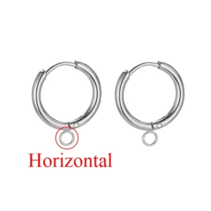Stainless Steel Gold Huggie Earring Hooks with Loop, Set - Image 8