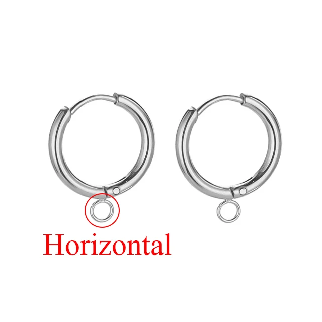 Stainless Steel Gold Huggie Earring Hooks with Loop, Set