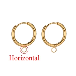 Stainless Steel Gold Huggie Earring Hooks with Loop, Set - Image 7