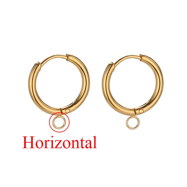 Stainless Steel Gold Huggie Earring Hooks with Loop, Set