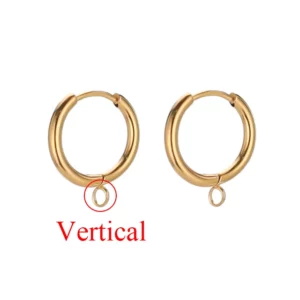Stainless Steel Gold Huggie Earring Hooks with Loop, Set - Image 9