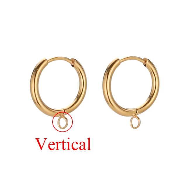 Stainless Steel Gold Huggie Earring Hooks with Loop, Set