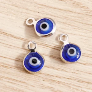 Small Round Blue Evil Eyes Charms, 7x10mmBlue Evil Eyes Charms for - Image 4