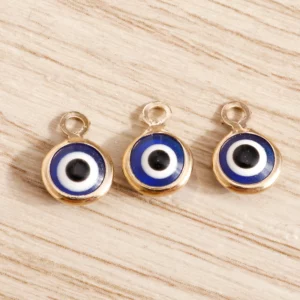 Small Round Blue Evil Eyes Charms, 7x10mmBlue Evil Eyes Charms for - Image 5