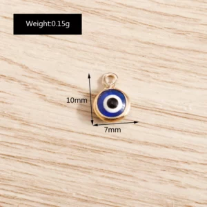 Small Round Blue Evil Eyes Charms, 7x10mmBlue Evil Eyes Charms for - Image 6